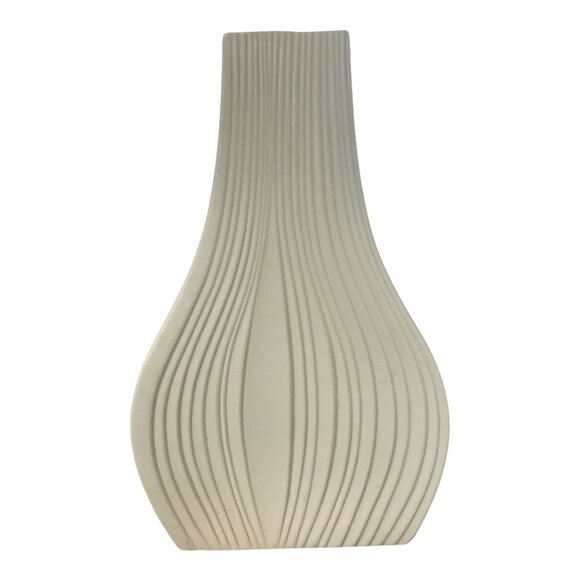 Naaman Israel Modern White Ceramic Vase – AK7 Line – Textured Matte with Glossy - Picture 1 of 6